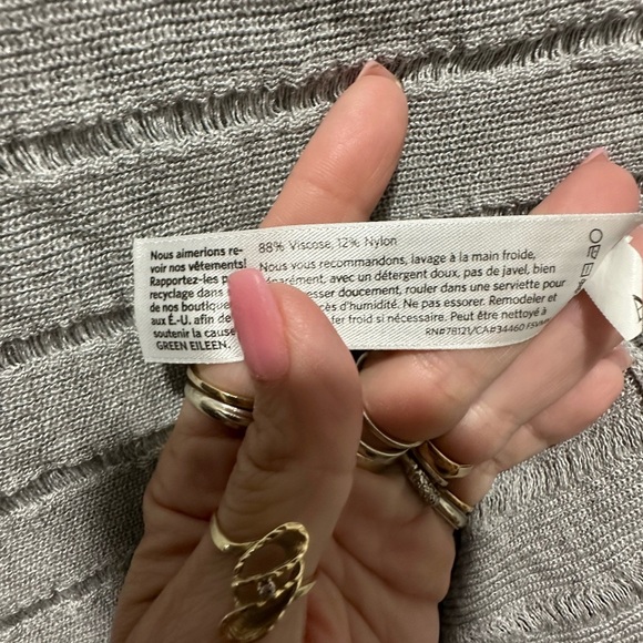 Eileen Fisher Long Sleeve Gray Sheer Top EUC SIZE LARGE - Picture 4 of 4